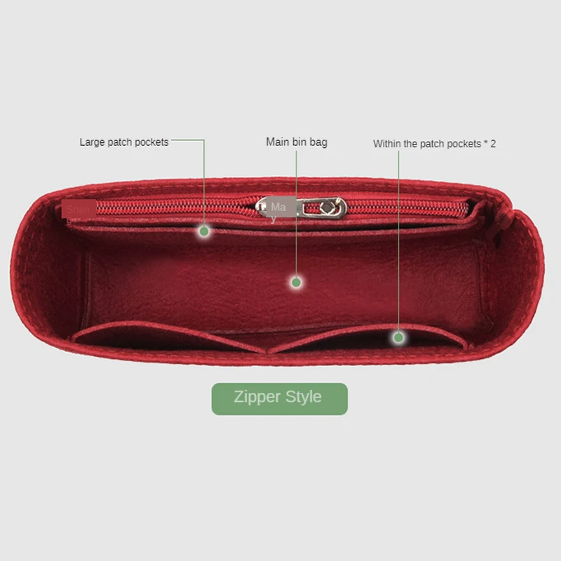Für Chanel19 Klappe Handtasche Filz Tuch Einsatz Tasche Organizer Make-Up Handtasche Organizer Reise Innere Geldbörse Kosmetik Taschen – Detail 3