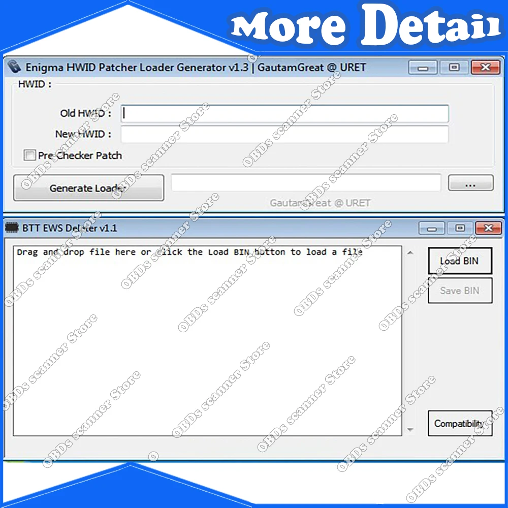 B/M/W IMMO OFF BTT EWS Deleter V1.1 Program + Enigma Patcher V1.3 Unlimited Licence For B-MW Car Repair Tool Diagnostic Software