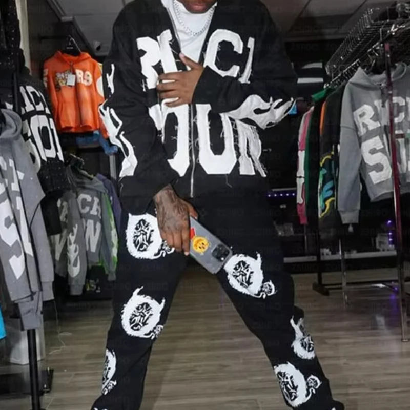 2025 جديد الشارع نمط رسالة مطرزة هوديي للنساء Y2K ريترو Harajuku موضة ملابس رياضية زوجين بلوزة فضفاضة غير رسمية