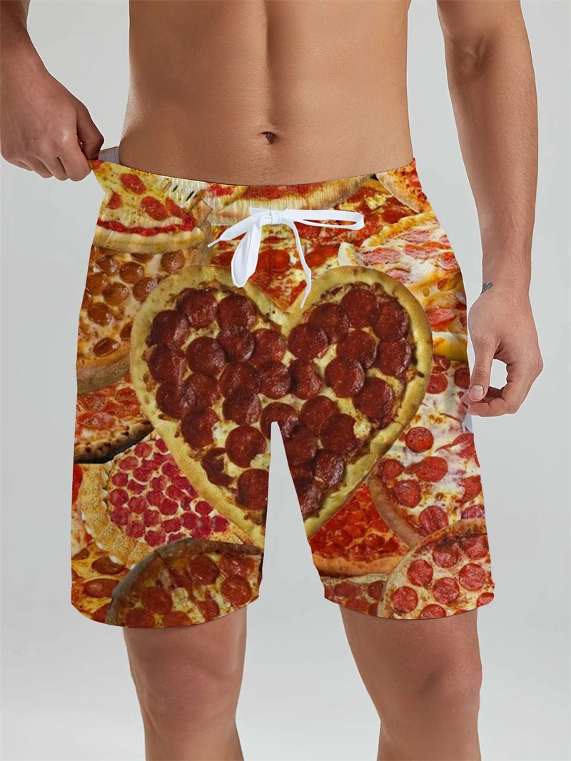 Fashion Fast Food Beach Man Shorts Cool Hawaiian Vacation Swim Trunks 3D Print Snack Short Pants Summer Gym Surf Board Shorts