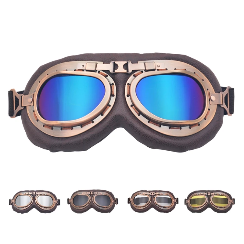 

094D Retro Motorbike Scooter Off-Road Goggles Glasses Vintage Goggles for Pilot Steampunk ATV Bike Helmet