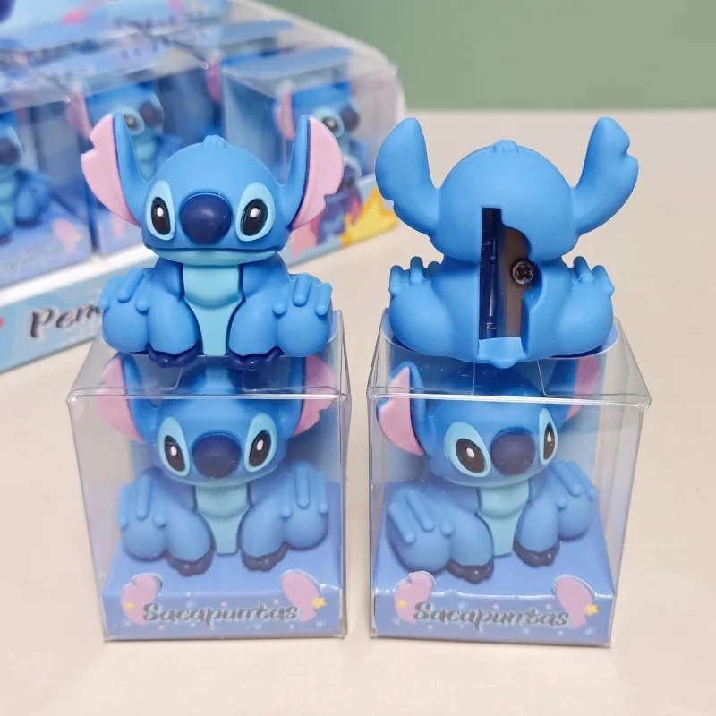 Disney Stitch temperówka do ołówków Cute Cartoon silikonowe artykuły papiernicze pojedynczy otwór temperówka przybory szkolne dla uczniów nagroda prezenty