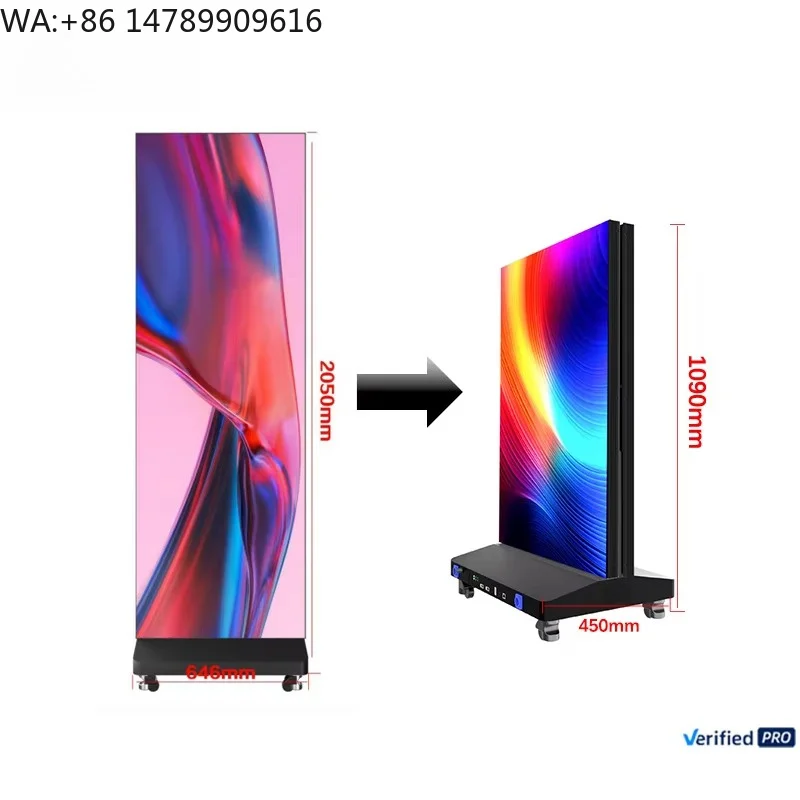 Custom-built LED Displays With Waterproof Protection 3-year Warranty. GOB P1.2 P1.5 P1.8 P2.5 Foldable Indoor Poster Display Scr