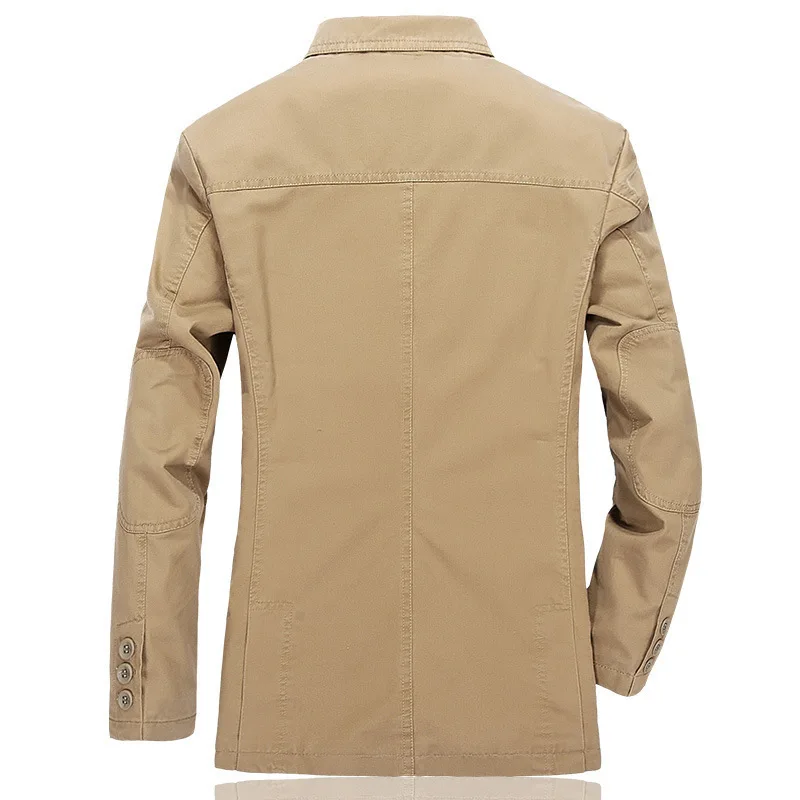 

Men's Black Blazer for Spring and Fall, and An Olive Green Single-breasted V-neck Casual Cotton Jacket.