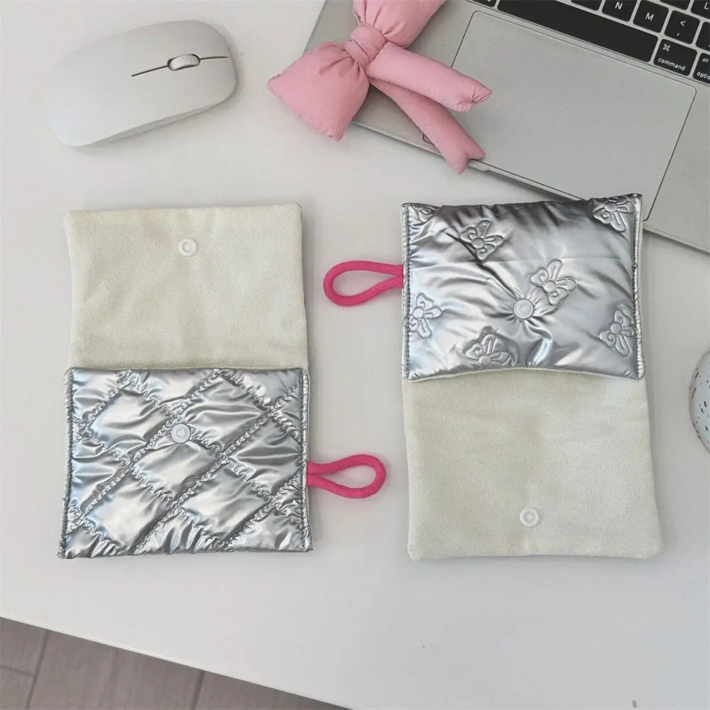 Love Rhombus Shape Silver Coin Purse Ox Cloth Korean Style Stuffed Cotton Storage Bag Small Item Bag Cosmetic Bag