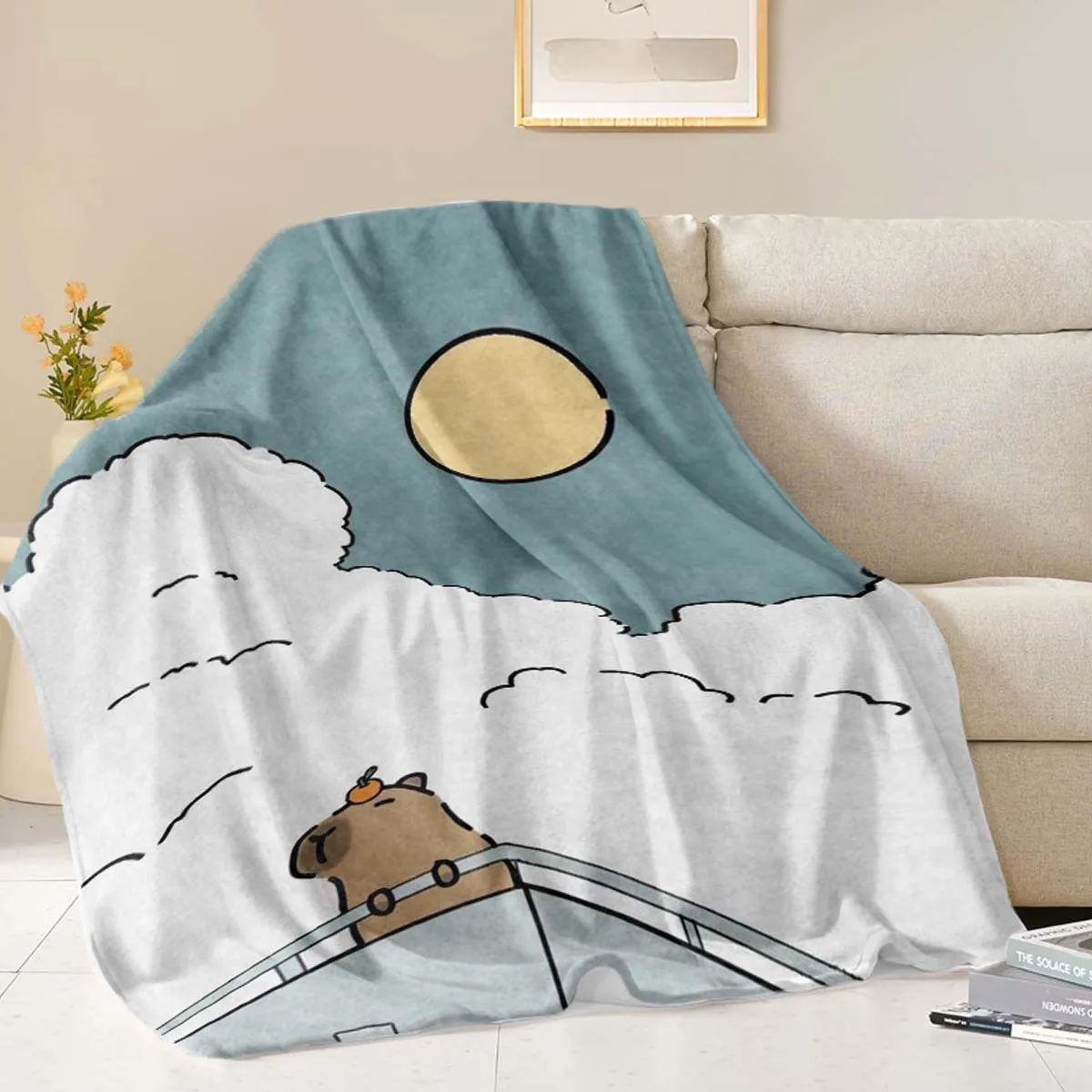 

Cozy Cartoon Capybara-Themed Throw Blanket - Soft, Warm & Versatile for All Seasons, Perfect for Couch, Office, and Bed