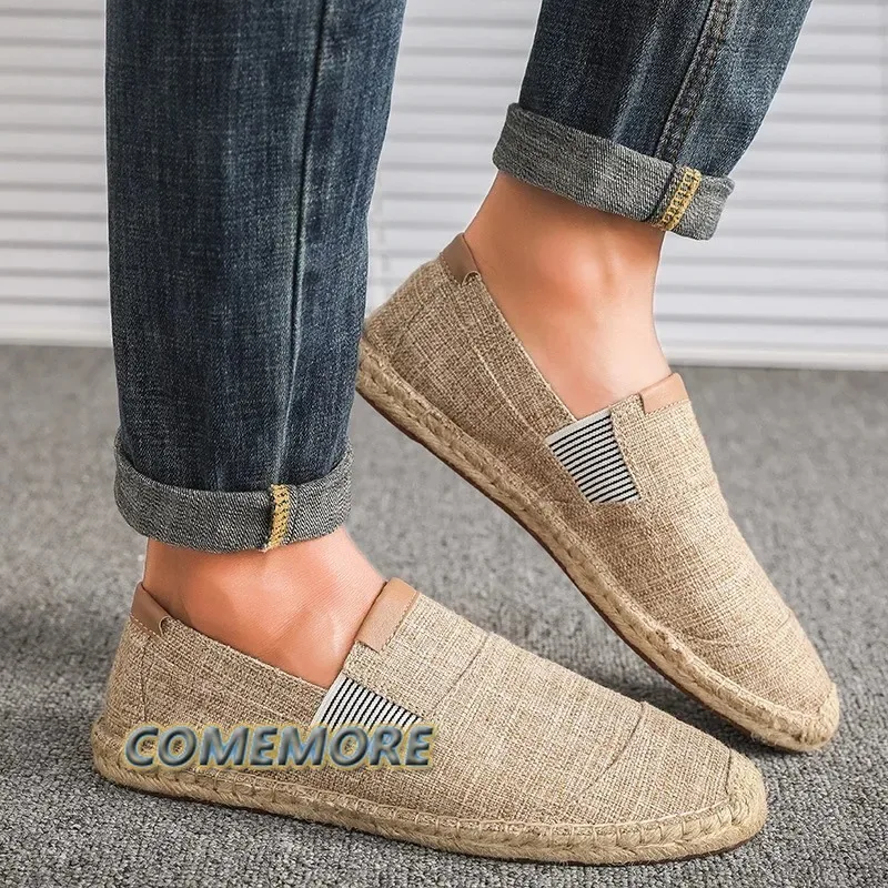 Men‘s Casual Male Breathable Canvas Shoes Men Fashion 2024 New Soft Slip on Espadrilles for Men Loafers Driving Footwear Summer