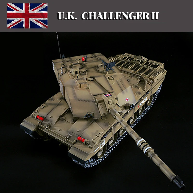 Henglong 1:16 3908 British Challenger II Rc czołg symulowany efekt dźwiękowy metalowe ramię wahadłowe wojskowe pojazdy gąsienicowe