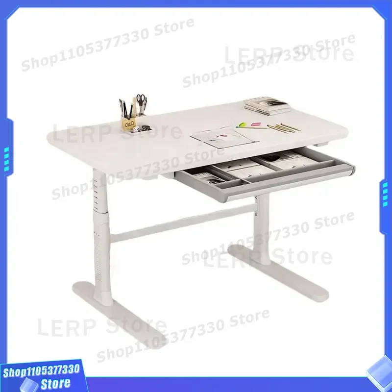 White Wooden Kids Study Desk with Drawer Simple Home Office Computer Workstation for Children Reading and Writing Furniture