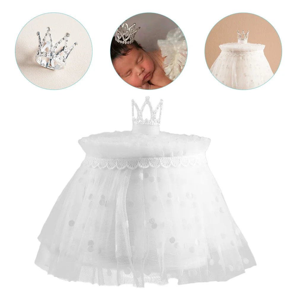 

1Set Princess Lace Skirt Newborn Girl Photoshoot Costume Crown Soft Texture Baby Photo Props Ideal for Baby Shower Gift and