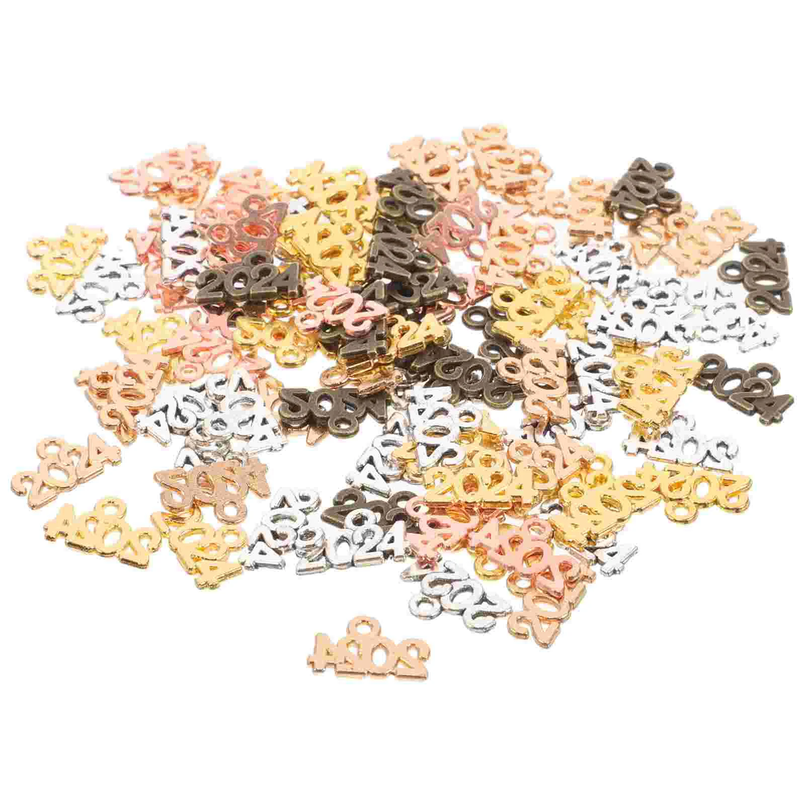 100 Pcs 2024 Pendant Charms for Keychain Making Bracelet Necklace DIY Jewelry Accessories Number