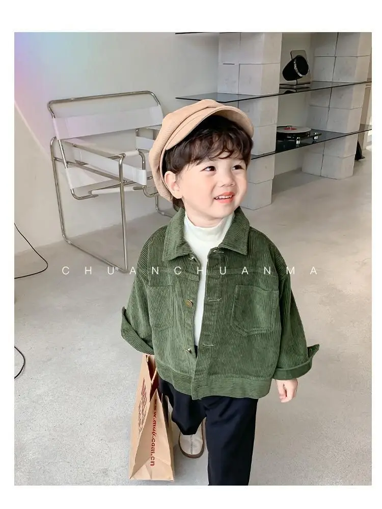 1-7yrs Kid Boys Toddler Coat Spring New Korean Version Baby Boy Corduroy Casual Fall Jacket for Children Girls Shirt Jackets