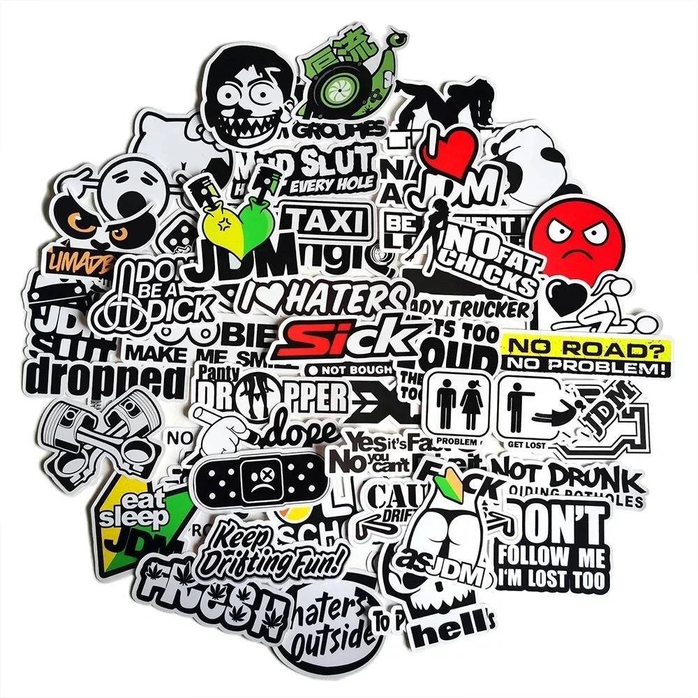 10/30/50pcs Cool JDM Styling Stickers for Laptop Car Luggage Bicycle Motorcycle Skateboard Waterproof Sticker Graffiti Decal Kid