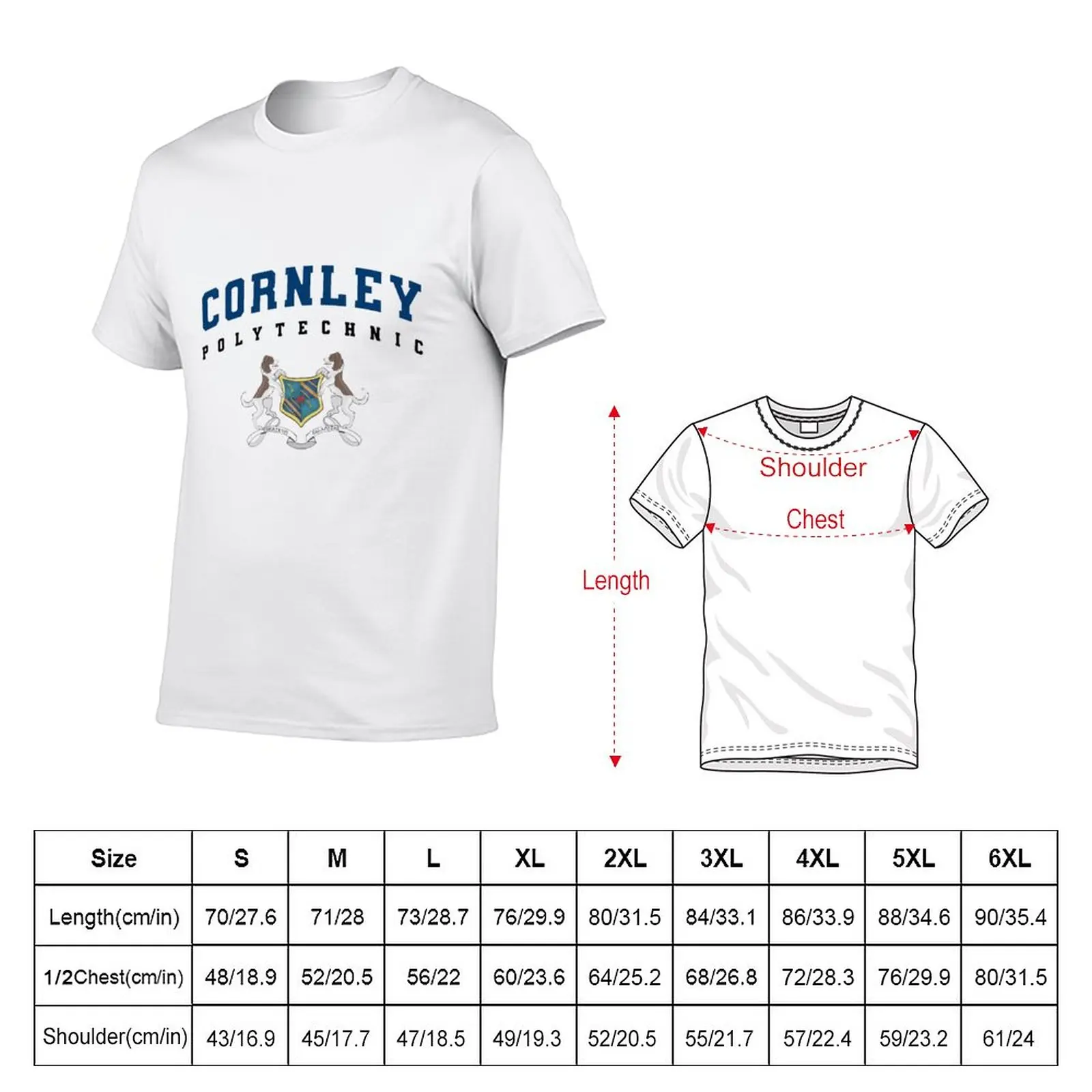 New Cornley Polytechnic BLUE T-Shirt tops funny t shirts Blouse sublime t shirt Men's t-shirt