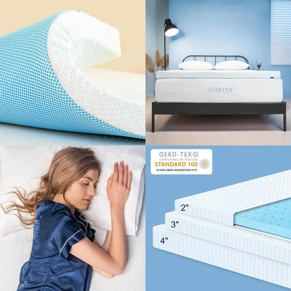 Gel-Infused Memory Foam Mattress Topper, 3 Inch High Density Bed Topper with Ventilated Removable Cover, Enhanced Sleep Comfort