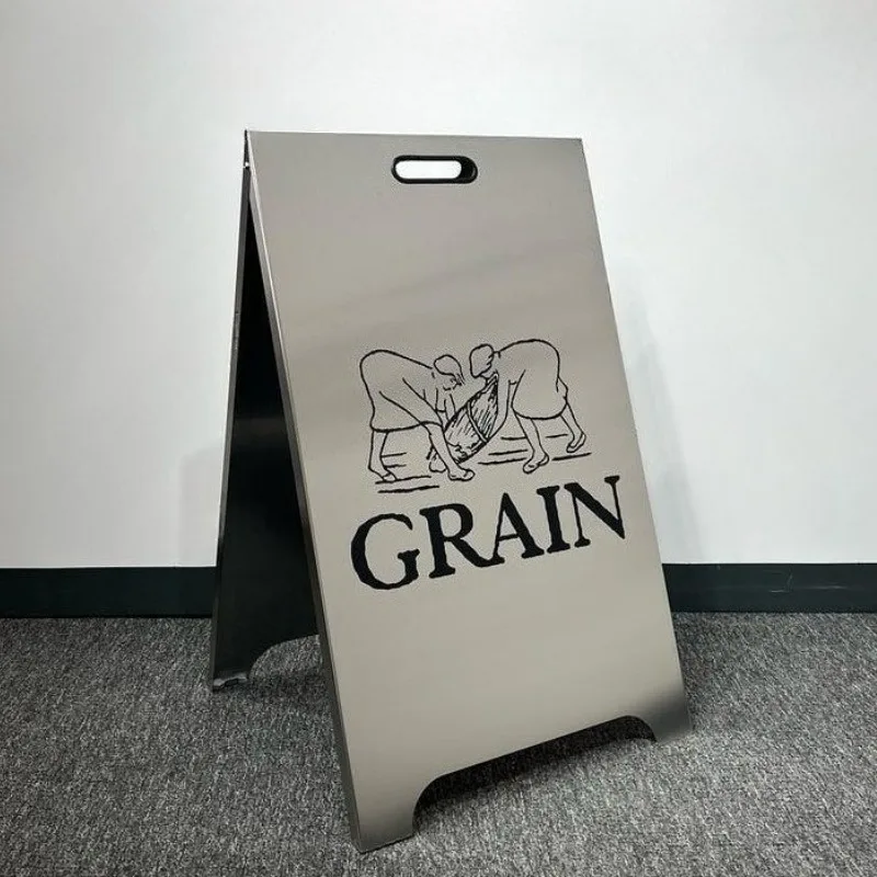 Customizable Stainless Steel Mirror Sidewalk Sign, Outdoor Advertising Sandwich Board for Branding & Business Hours Display