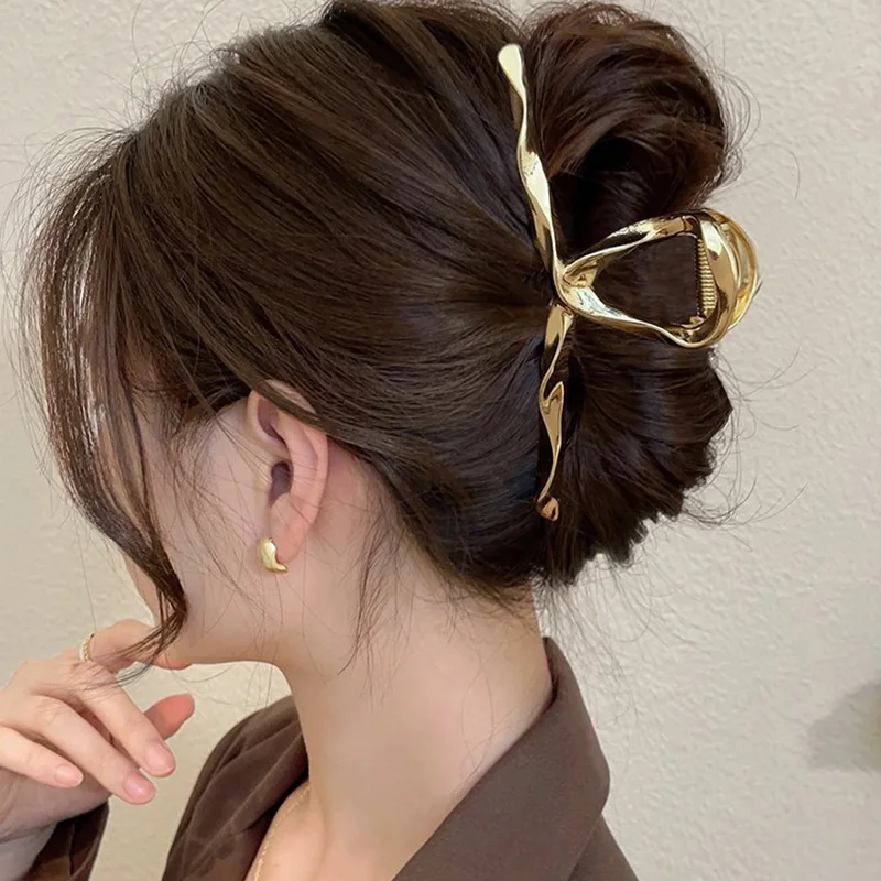 Horquillas geométricas de Metal para el pelo, horquillas de cangrejo, pinzas para el pelo cruzadas a la moda, pasadores para mujeres y niñas, accesorios coreanos para el cabello con Clip para cola de caballo