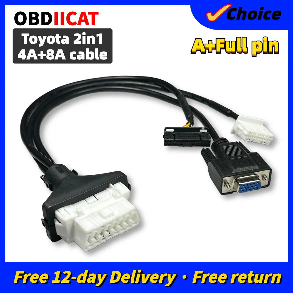 

For Toyota 4A And 8A Cable 2in1 Directly Programming Cable For Toyota 4A 8A Remote Programming Work For Autel GBox X300 DP PAD2