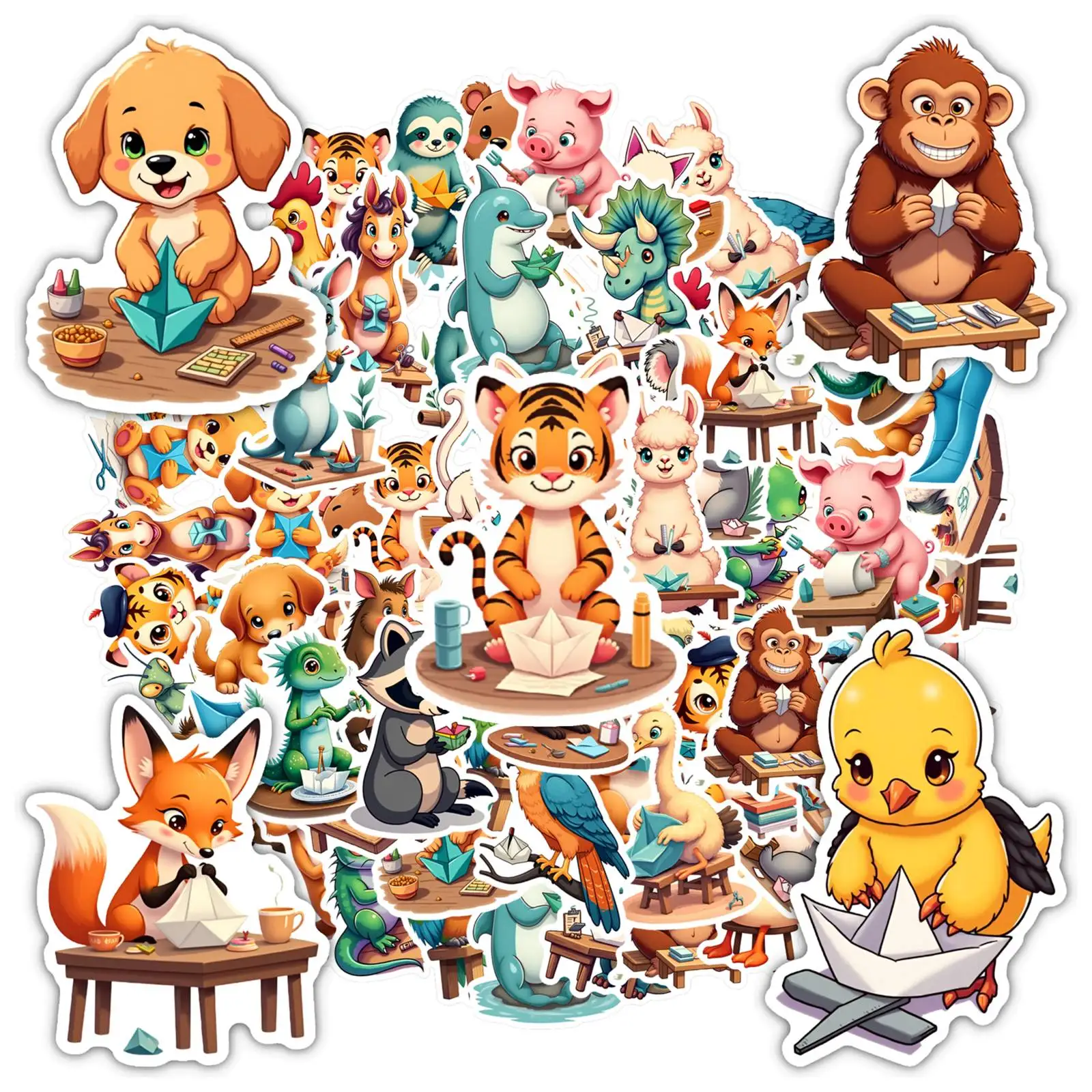 

35 шт.-50 шт., наклейки с мультяшными игривыми животными, игривые наклейки с изображением животных «сделай сам», наклейки для гитары, ноутбука, шлема, гитары