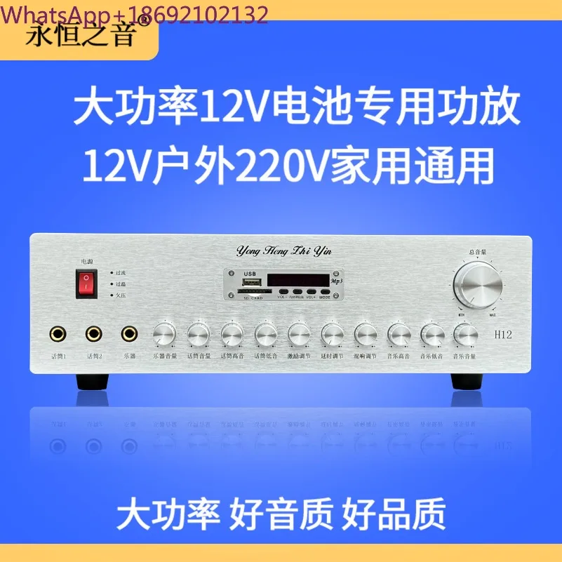 High Power 12V Battery 220V Household Outdoor Dual-purpose Power Amplifier Karaoke Bluetooth U Disk Playback