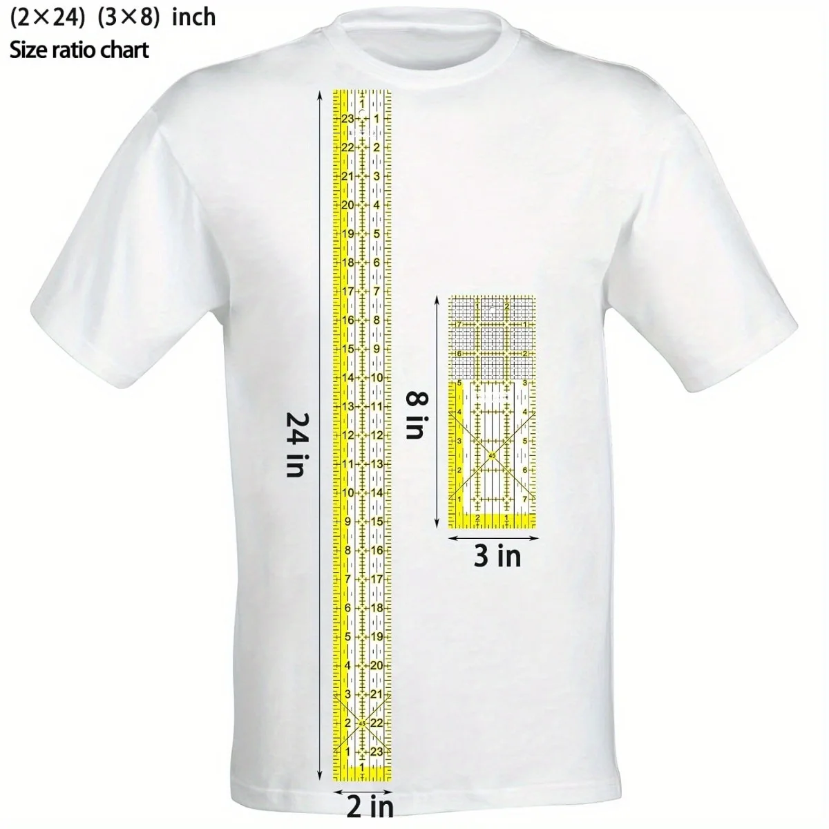 Acrylic Ruler 7 Piece Set, Non Slip Rings 50 PiecesQuilting Rulers Size (6\