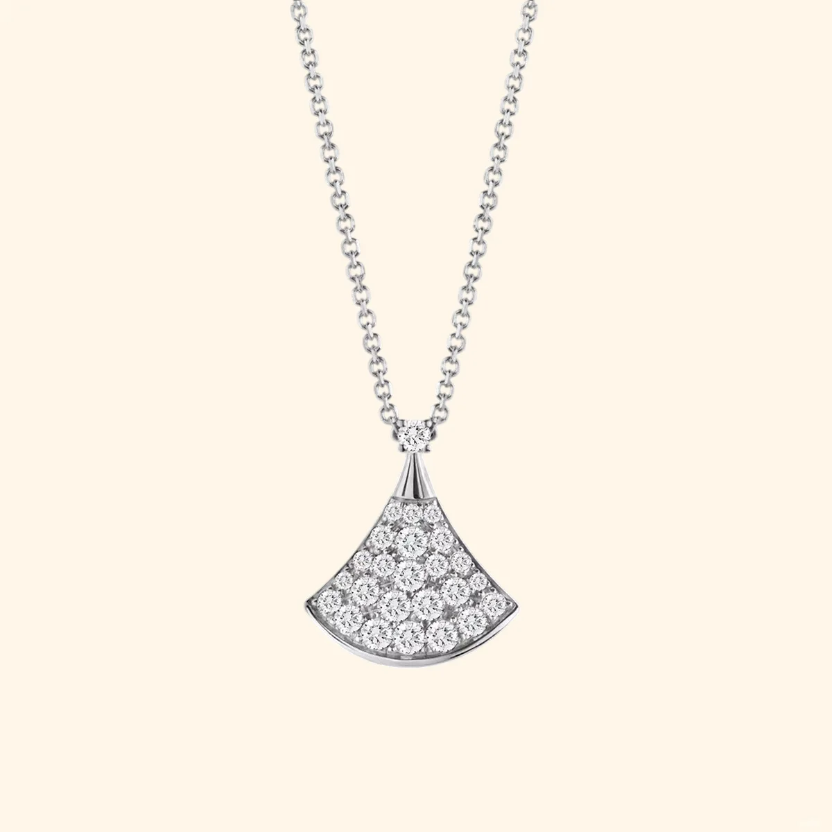 2024 New S925 Silver Divas’ Dream Series Necklace Exquisite And Ingenious Fan-Shaped Design Pendant Elegant And Stylish