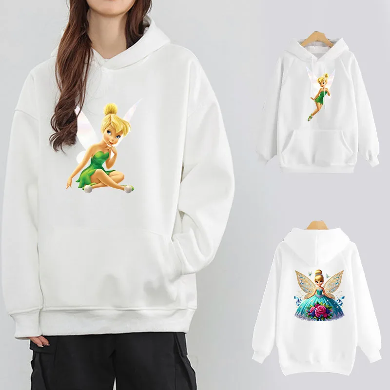 Tinker Bell Hoodie Women's Sweatshirt Y2k Casual Harajuku Woman Clothing Sweatshirts Long Sleeve Women's Sweater Y2k Clothes