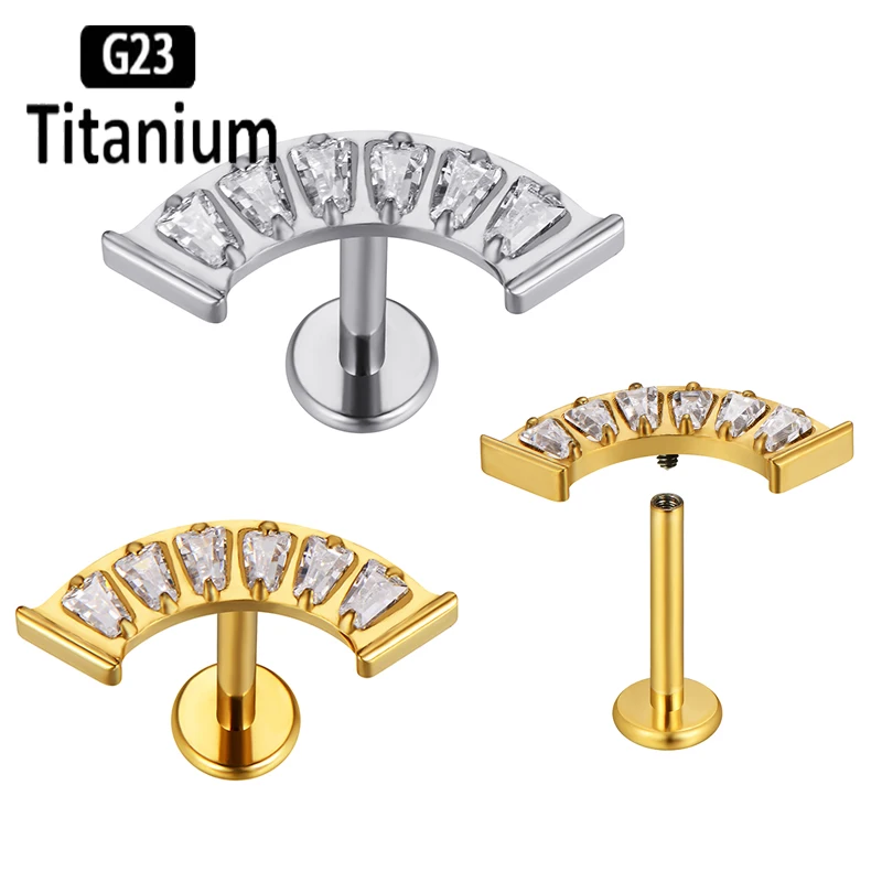 

G23 Titanium Piercing Labret Internal Thread Lip Ring CZ Tragus Ear Cartilage Helix Studs Earring Ear Lobe Piercing Body Jewelry