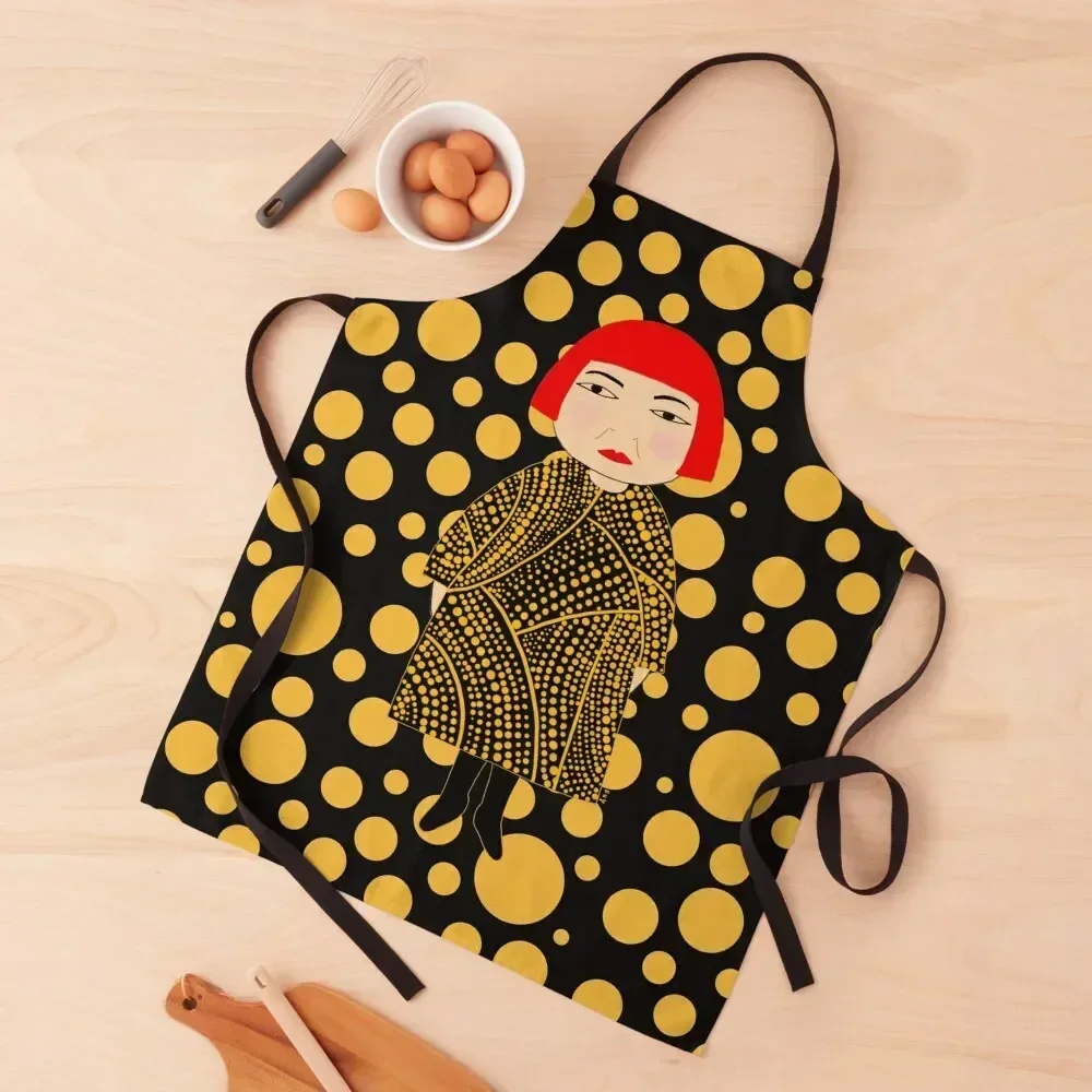 

Фартук в стиле Yayoi Kusama с желтыми точками, халат для парикмахерских, для кухни, женские аксессуары для дома, фартук для кормления