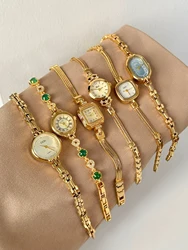 Womens Watches for Girls Wrists Quartz Watch Bangle Bracelet Style Green Gold Orologio Ladies Luxury Wristwatch Diamond Clock