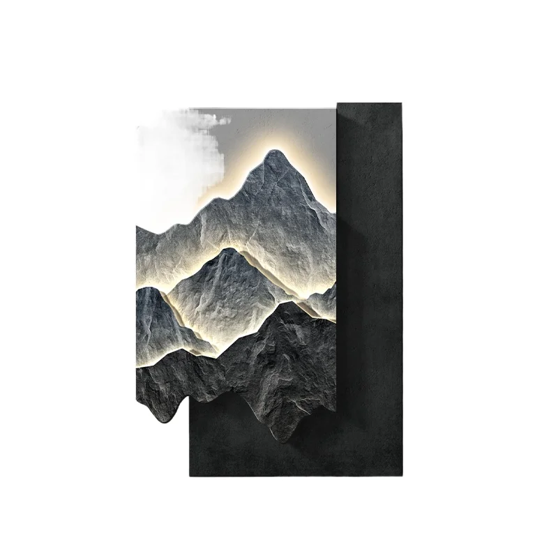 

Entrance decorative painting is opposite the door, three-dimensional sandstone light luxury high-end living room mural lamp
