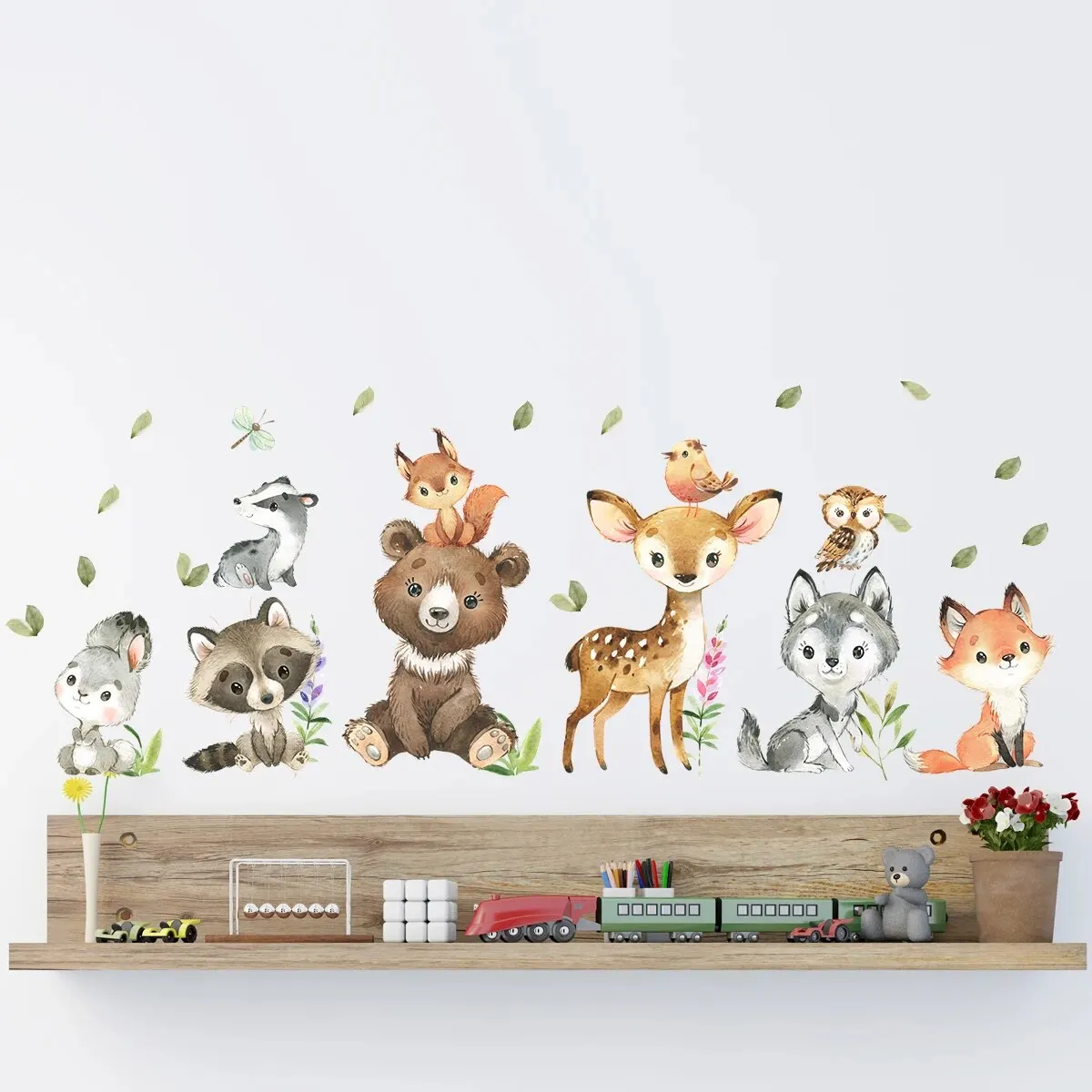 1Pc Cartoon Bear Deer Wall Stickers on The Wall Decoration for Bedroom Children Room Sweet Home Decor for Living Room Wall Decal