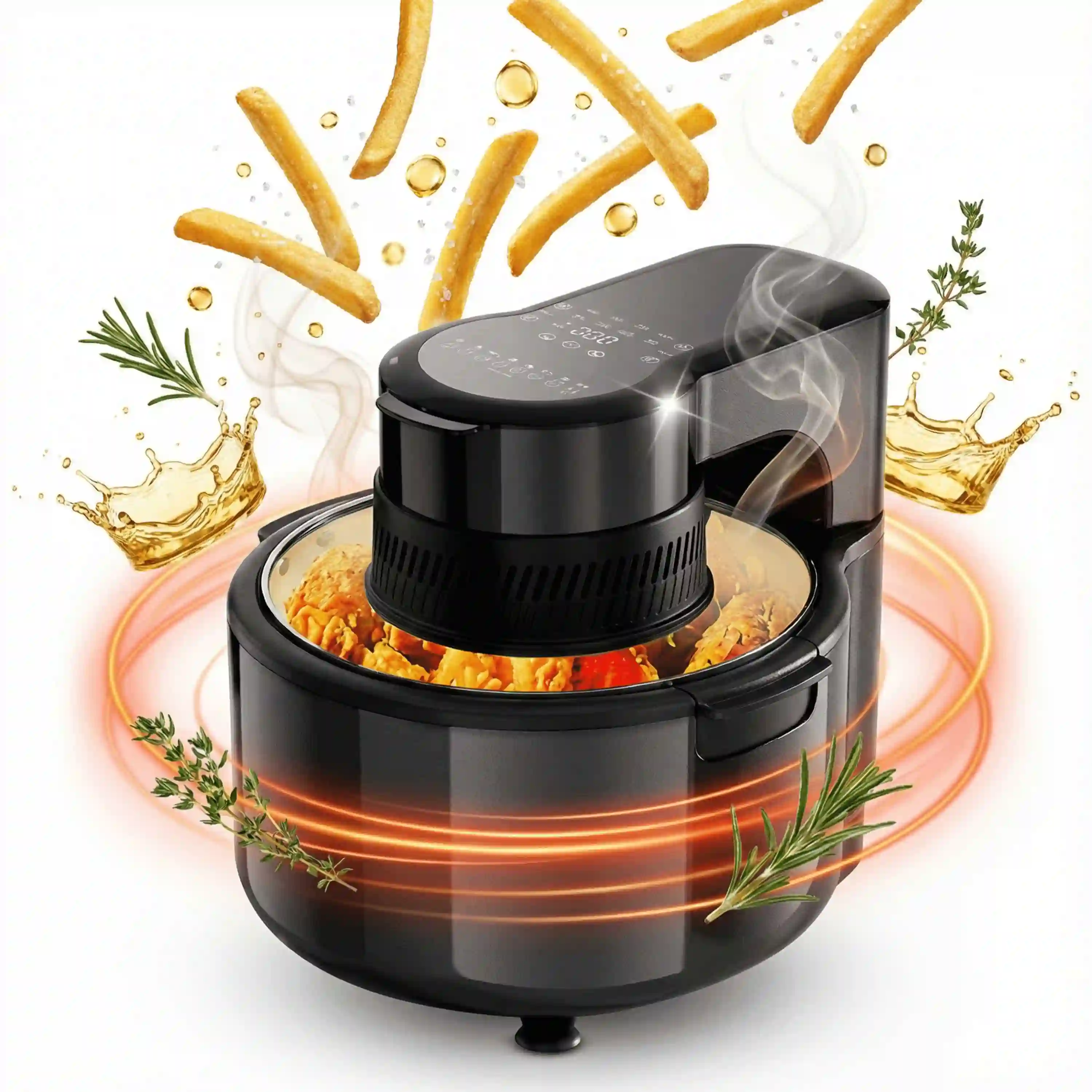 5L Airfryer met kijkvenster & LED-verlichting, 1200W digitale airfryer, 8 voorinstellingen, gezinsformaat airfryer