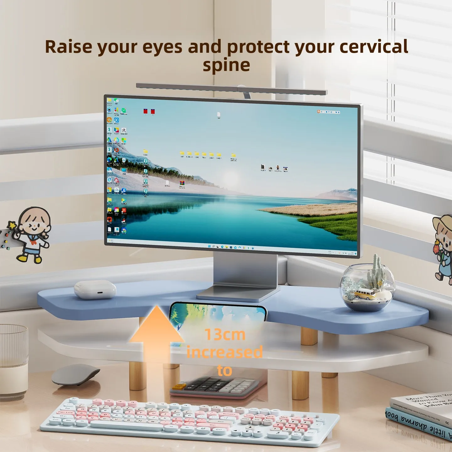HYS Monitor Raising Rack Desktop Computer Cooling Base Station Layered Rack Simple Screen Raising Bracket Shelf