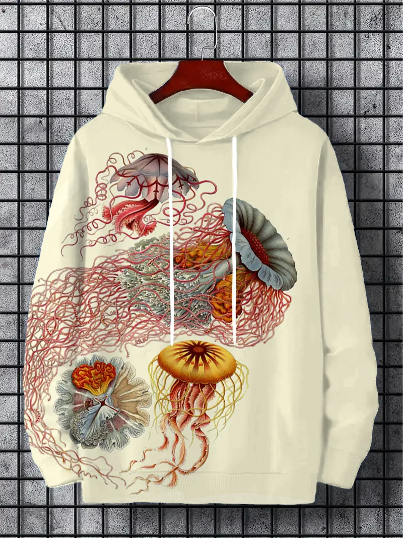 2024 New 3D Digital Landscape Painting Printed Men's Sweatshirt Street Sports and Leisure Hooded Sweatshirt