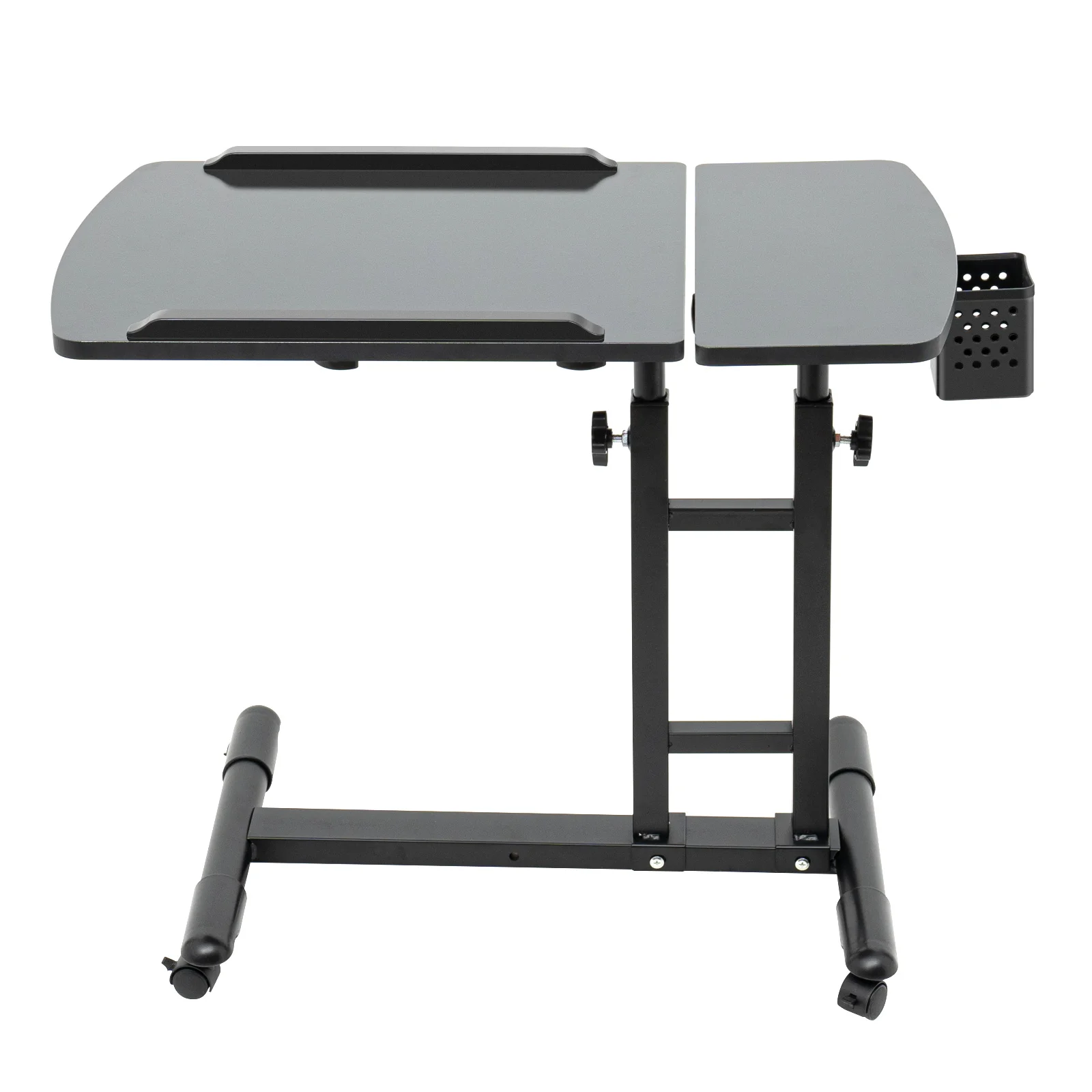 Portable Tattoo Workbench, Adjustable Height 57.5-90cm, 12.5kg Load-Bearing, Black Iron & Density Board Table
