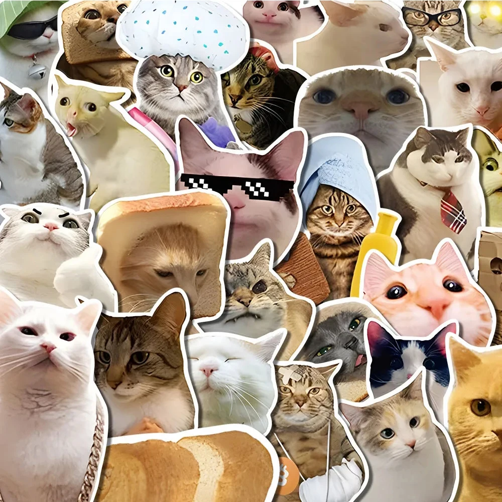 10/30/50PCS Funny Cute Cat Stickers Cartoon Decals Cup Stationery Guitar Phone Bicycle Laptop Luggage Car Graffiti Kids Toys