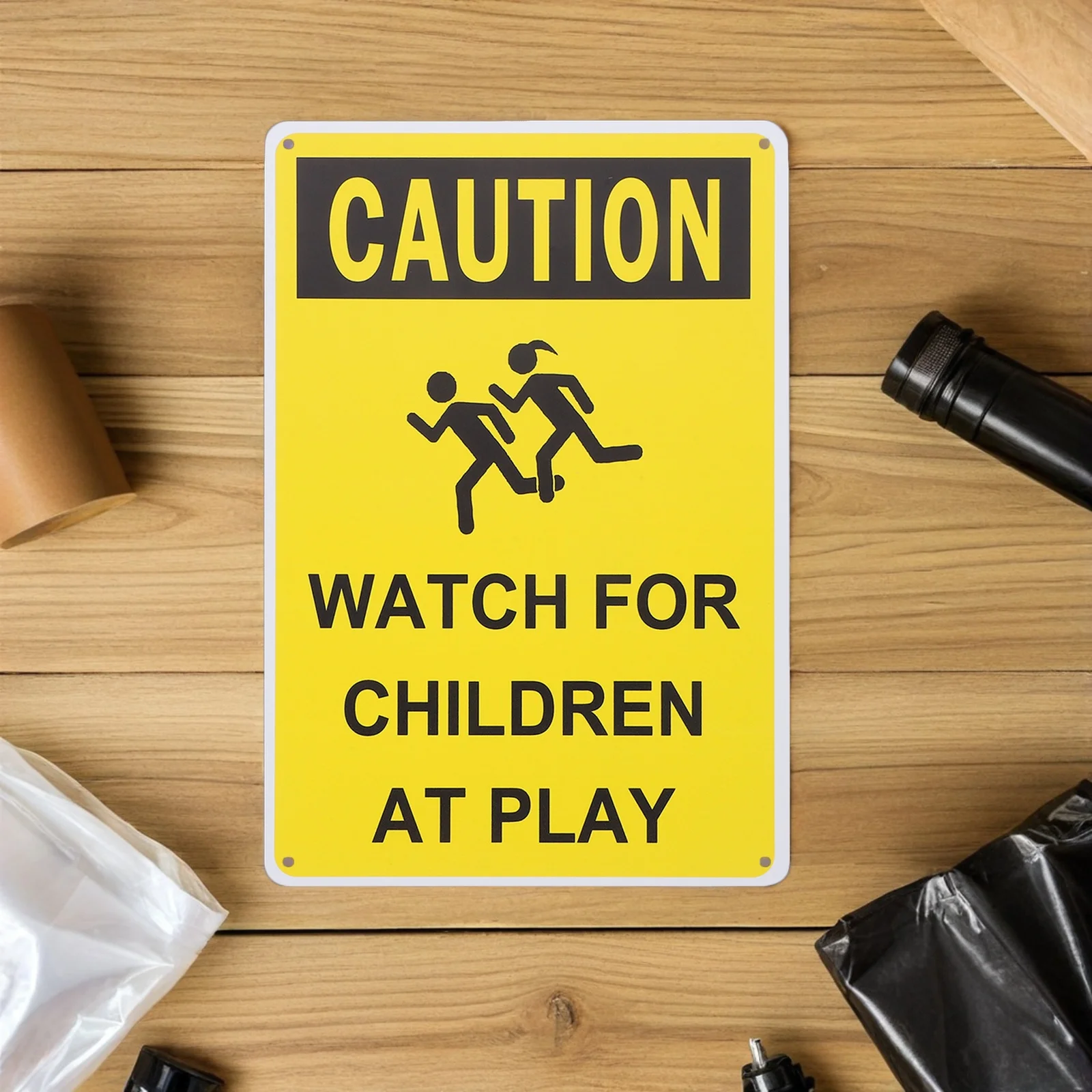 Segnali stradali di avvertimento da 3 pezzi in metallo per bambini che giocano a segnali di sicurezza di avvertenza lenta per percorsi parchi corridori