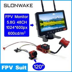Over 20Km Range 5.8Ghz 2W FPV Transmitter launcher 2000MW 48CH build in microphone and 1200TVL fpv camera + 7 inch IPS monitor
