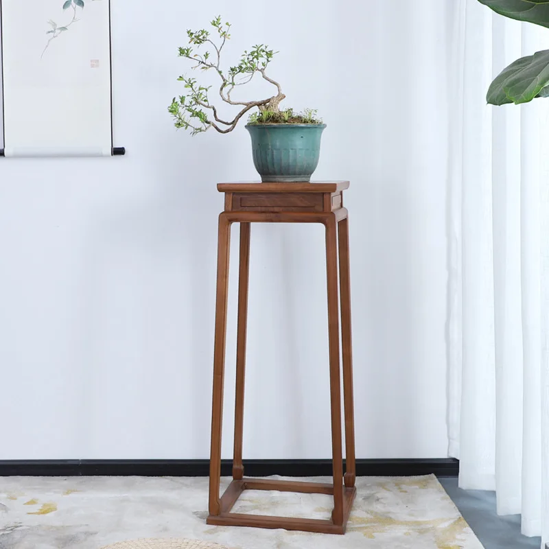 New Chinese Stable Flower Stand North American Black Walnut All Solid Wood Old Elm Academy Bonsai Art Corner Study Storage