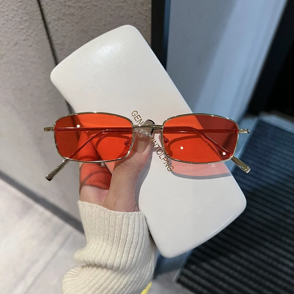 New Small Rectangle Retro Sunglasses Luxury Metal Designer Casual Shades Man Women's Fashion Sun Glasses