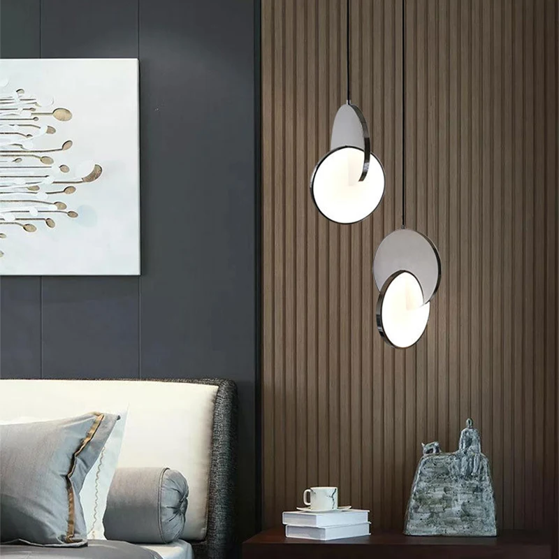 Modern Luxury Bedside Lamp Creative Mirror Stainless Steel Hanging Light Personalized Restaurant Simple Loft Stair Pendant Lamp