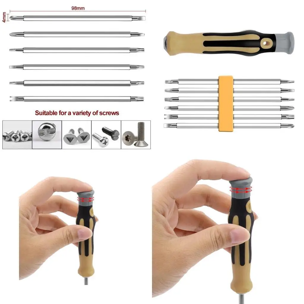 

E8BD Insulated Screwdriver Set Multi-functional Double for Head with Repair Kits Workmanship Design Easy Hold