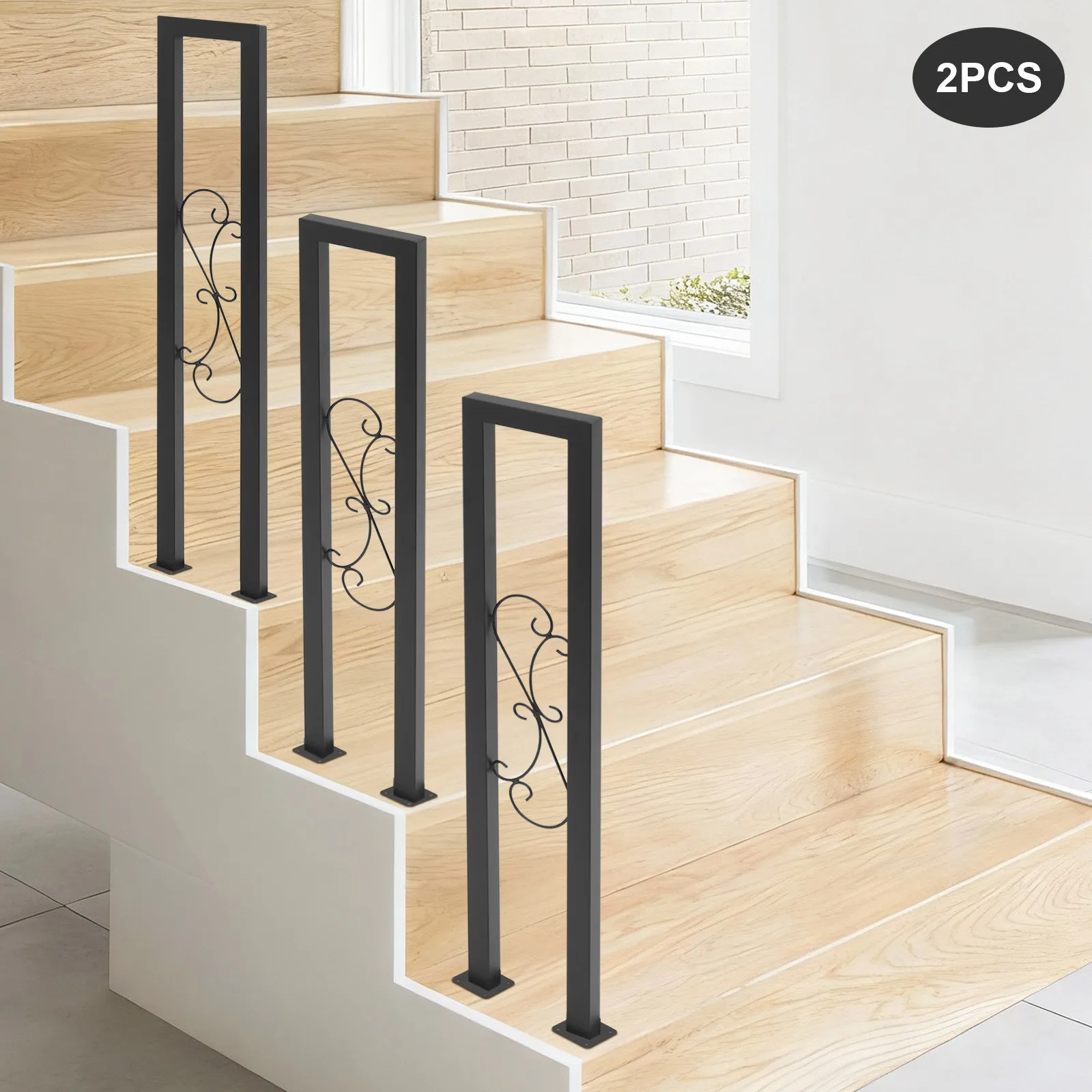 2 قطعة 85*20 سنتيمتر القضبان اليدوية الكربون الصلب درج شنت الصناعية المطاوع درج درابزين داخلي ل حديقة الشرفة علوي الممر #1