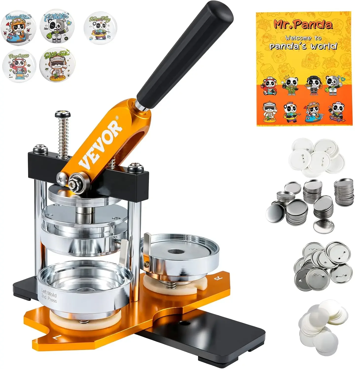 Button Maker Machine, 75 mm (3 inch) Badge Punch Press Kit, Children DIY Gifts Pin Maker, Button Making Supplies with 100pcs