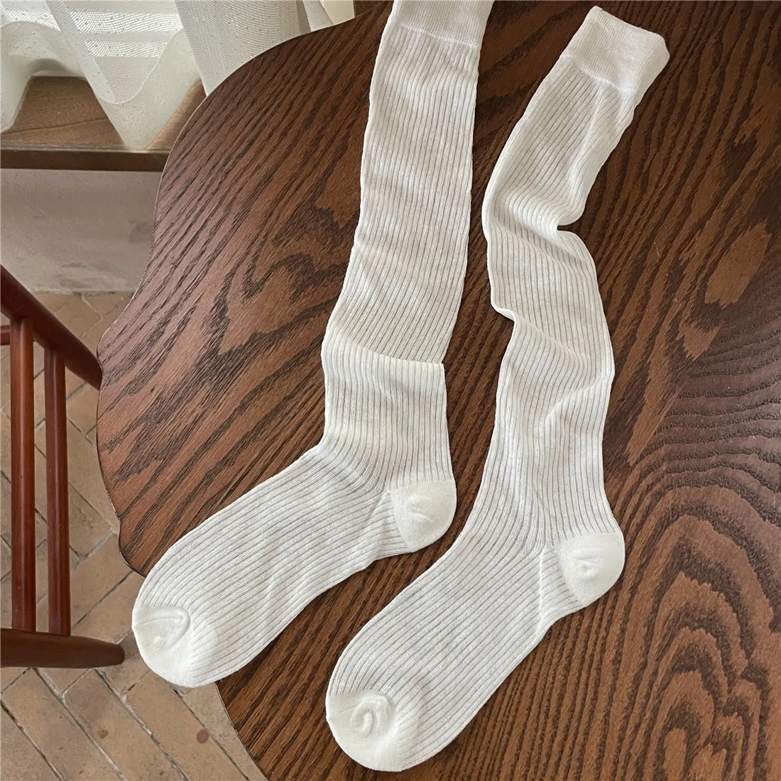 1/5 pares primavera verão feminino respirável algodão empilhados meias moda estilo coreano listrado vertical meias longas de alta qualidade