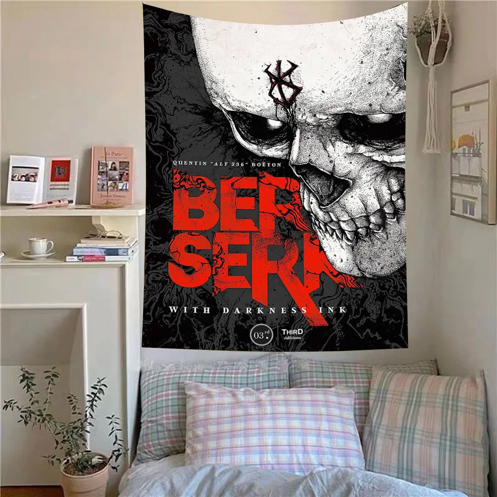 Klassische Retro-Anime-Berserk-Wandteppiche im Boho-Stil für Zuhause, Schlafzimmer, Wohnzimmer, Wohnheim, Dekoration, Geschenk für Freunde