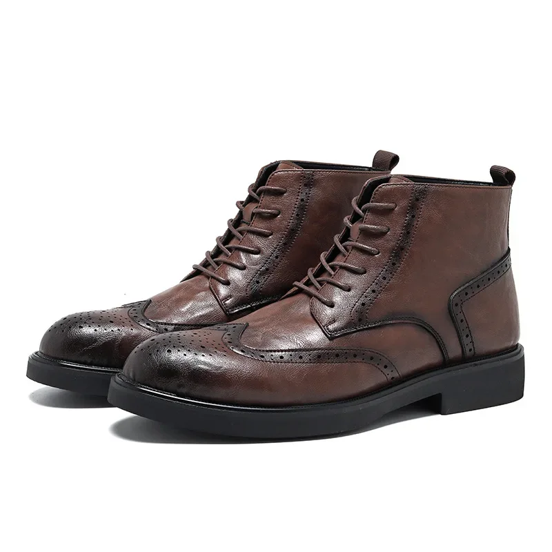 

Винтажные мужские ботильоны «Челси», роскошные качественные осенние модные броги ручной работы в британском стиле, социальная обувь, мужской размер 44