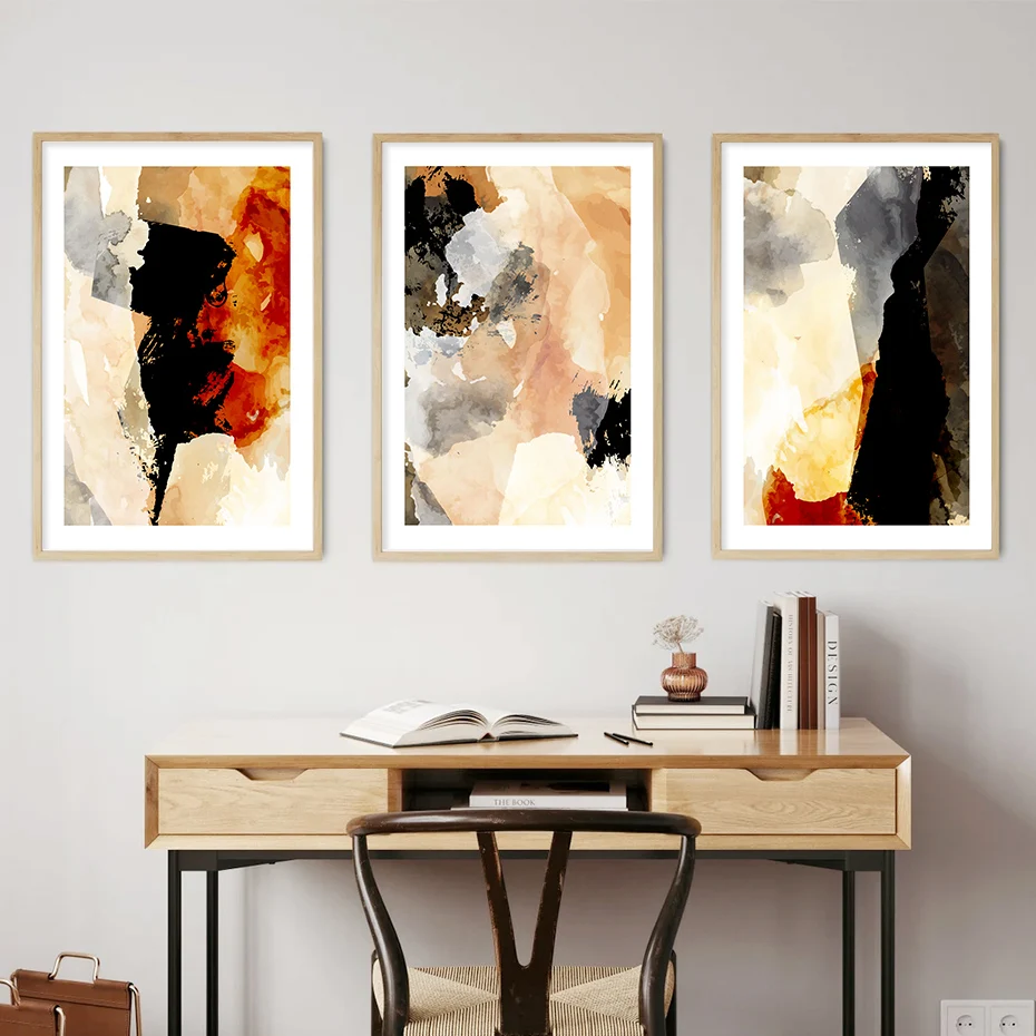 Abstract Canvas Painting Wall Art Posters Prints Watercolor Creative Colorful Artistic Triptych Picture Living Room Home Decor