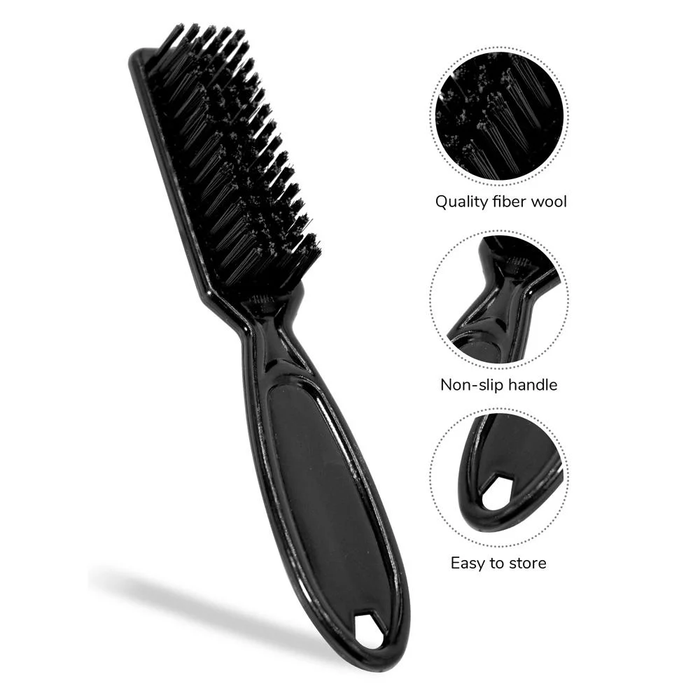 3-Pcs Haircutting Cape Set Anti-Static Black Cape with Vintage Print Includes Neck Duster Cleaning Brush Professional Tools